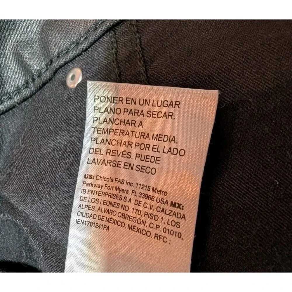 Chico’s Women Trousers Flare Leg Pants Sz 14 Tall Black‎ Coated Stretch NWOT 114